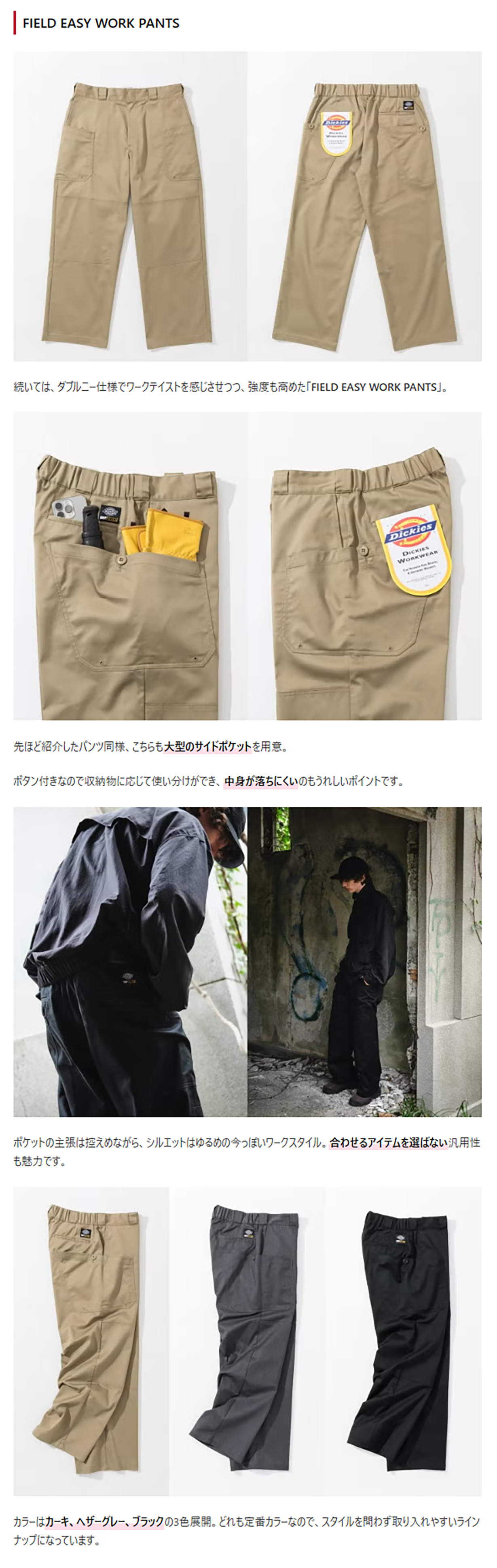 GRIPSWANY® × Dickies® 【FIELD EASY WORK PANTS】