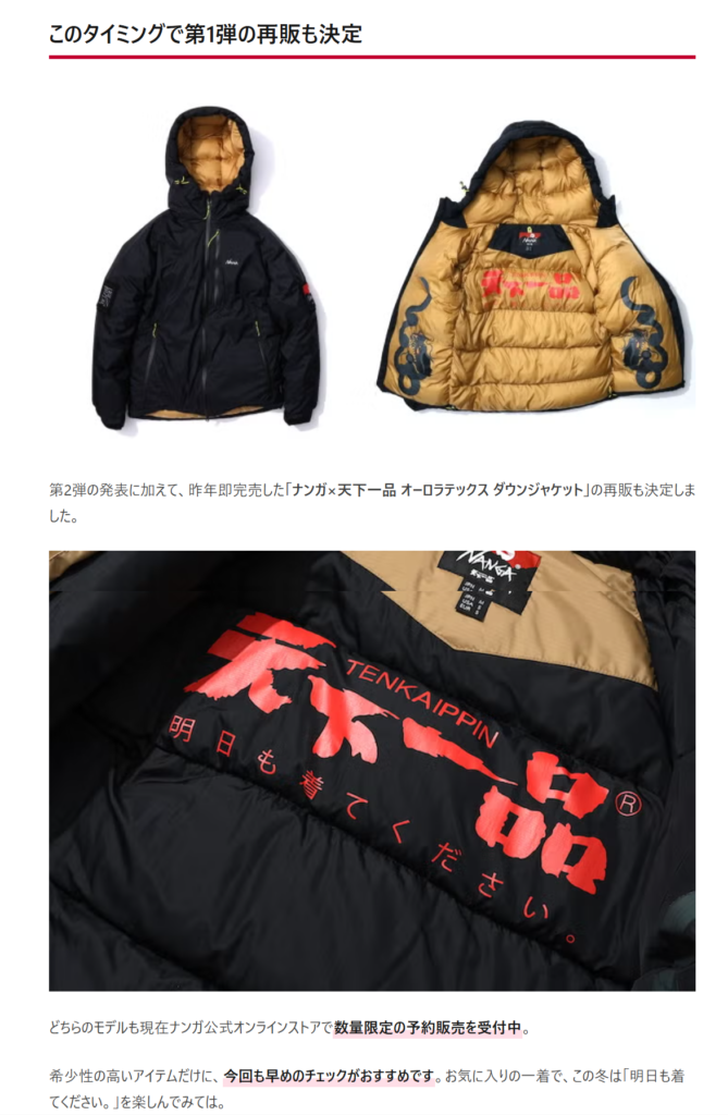 NANGA【ナンガ×天下一品 こってりダウンジャケット】