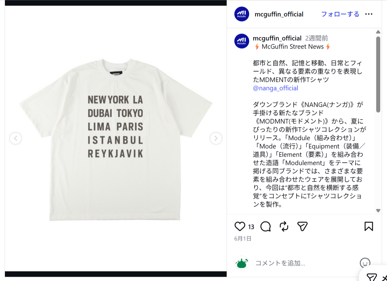 MODMNT【Tシャツシリーズ】