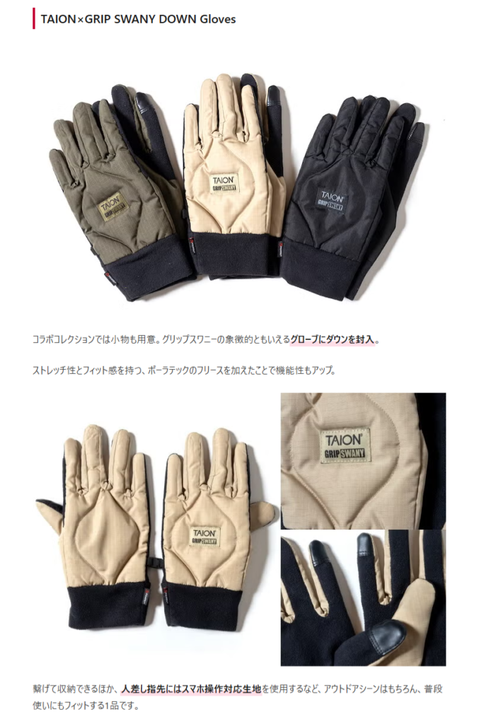TAION×GRIP SWANY【TAION X GRIP SWANY DOWN GLOVES】
