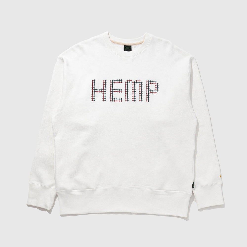 CROSS STITCH HEMP CREW SWEAT