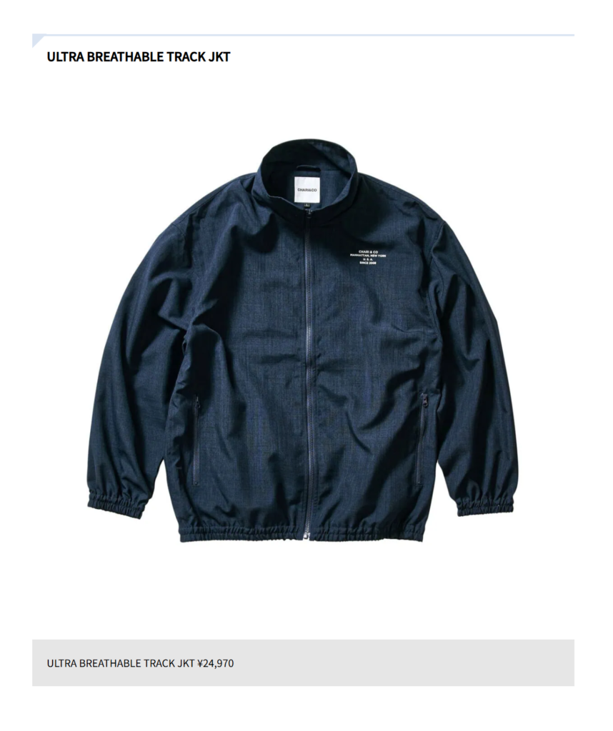 CHARI＆CO【ULTRA BREATHABLE TRACK JKT】
